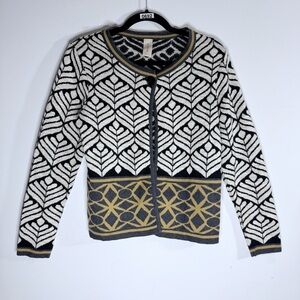 Skovhuus Scandinavian Nordic Knit Cardigan Leaf Pattern Small